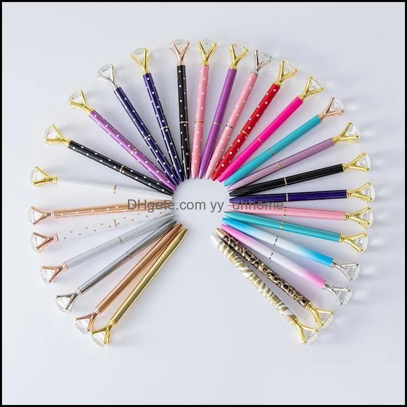 Crystal Glass Kawaii Ballpoint Pen Big Gem Ball Pens With Large Diamond Fashion School Office Supplies novelty gift