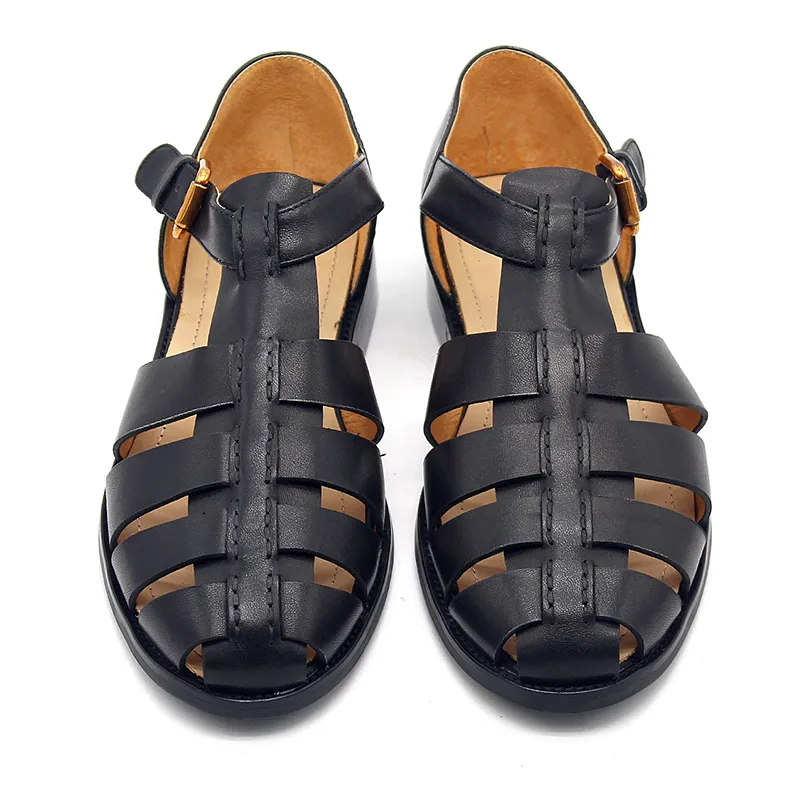 2022 Roma Gladyatörler El Yapımı Vintage İnek Deri Erkek Sandalet Moda Erkek Ayakkabı