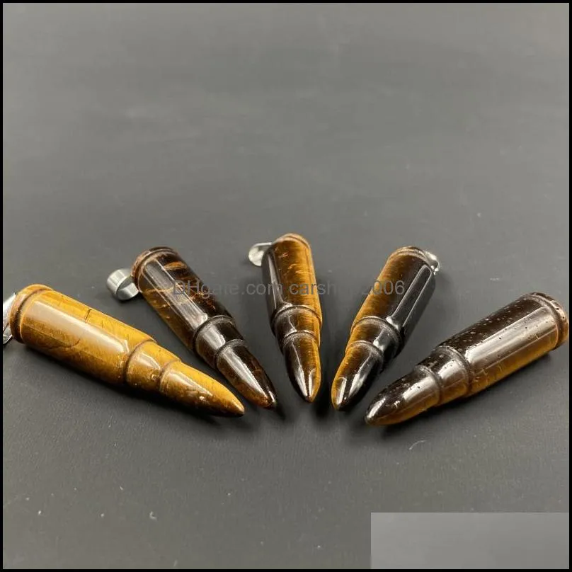 bullet shape tiger eye stone pillar pendulum pendant men necklace energy jewelry hip hop retro punk style