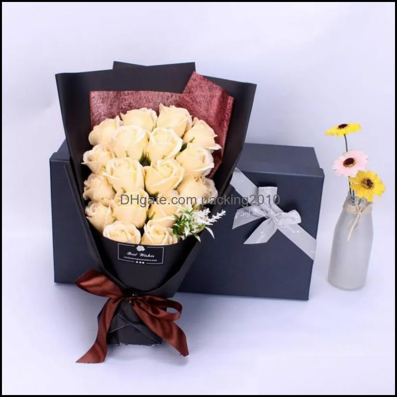 handmade festive party supplies 18pcs artificial soap roses flower bouquet birthday christmas wedding valentines day gift home