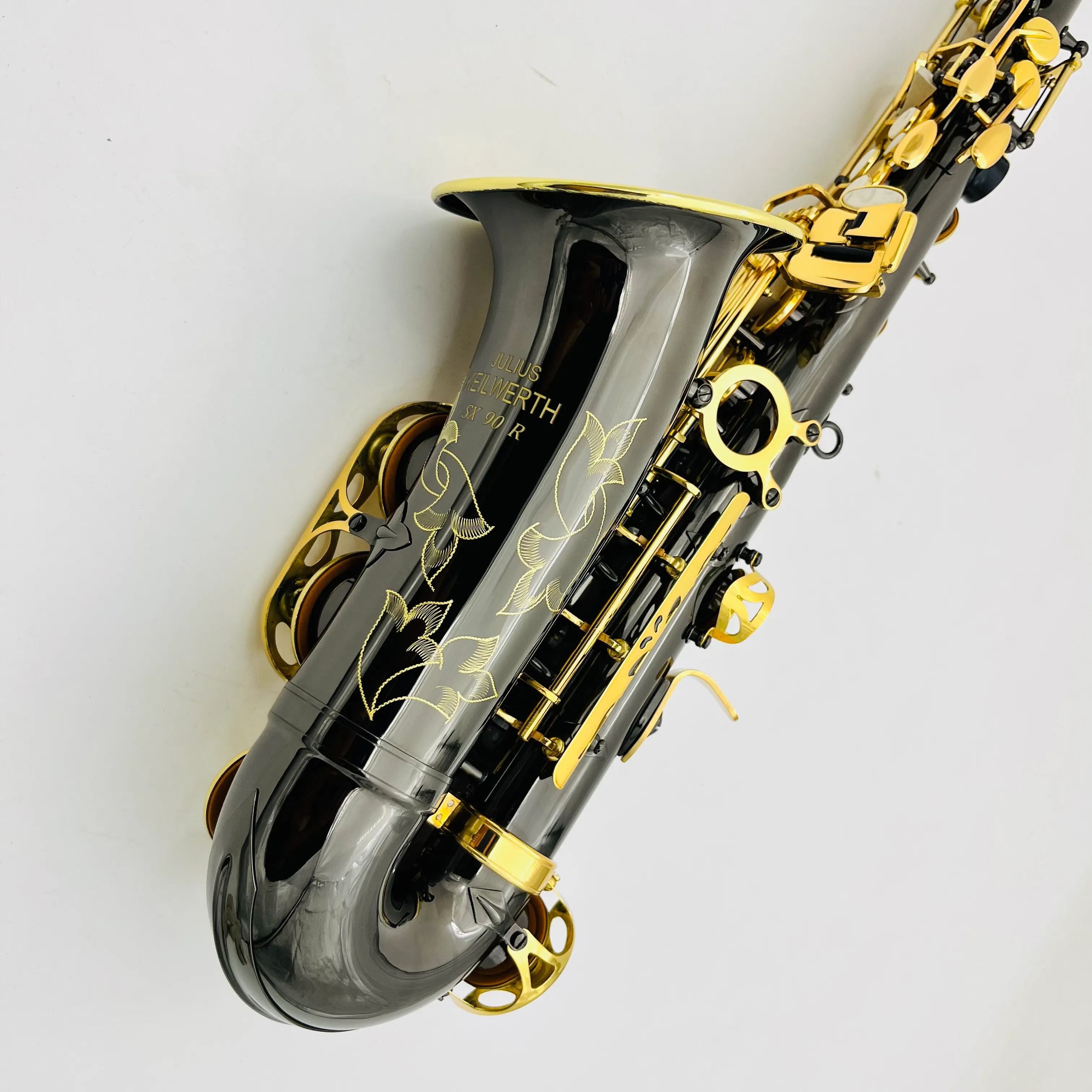 Professionell altsaxofon keilwerth SX90R mässing Black Plated Nickel Gold Eb Tune Sax Wood Musical Instrument med fodral