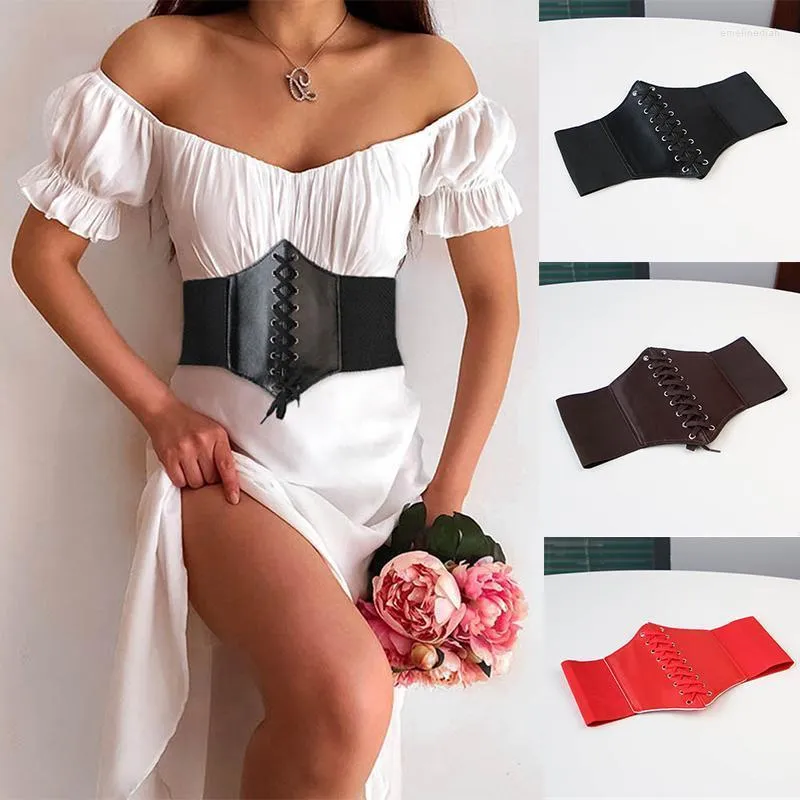 Ceintures Corset Large En Cuir Pu Minceur Corps Pour Femmes Taille Élastique Cinto Sobretudo Feminin Ceinture Femme FajasCeintures Emel22