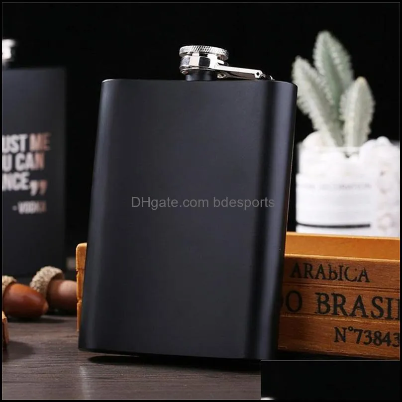 8OZ Ounce Black Wine Pot Portable Adult Outdoors Matte Stainless Steel English Letter Metal Flagon New Pattern Hot Sale High Qualit 13dya