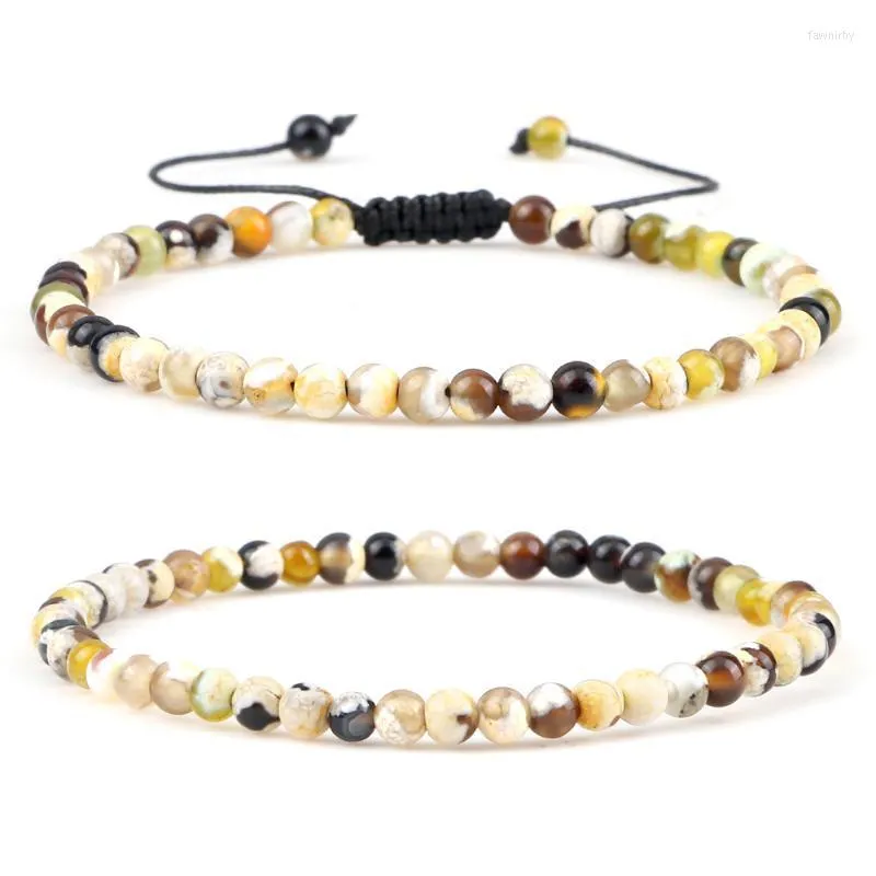 Bärade strängar Counple Armband Natural Fire Agates Stone flätad handgjorda justerbara reparmbandbangles män kvinnor smycken gåva fawn22