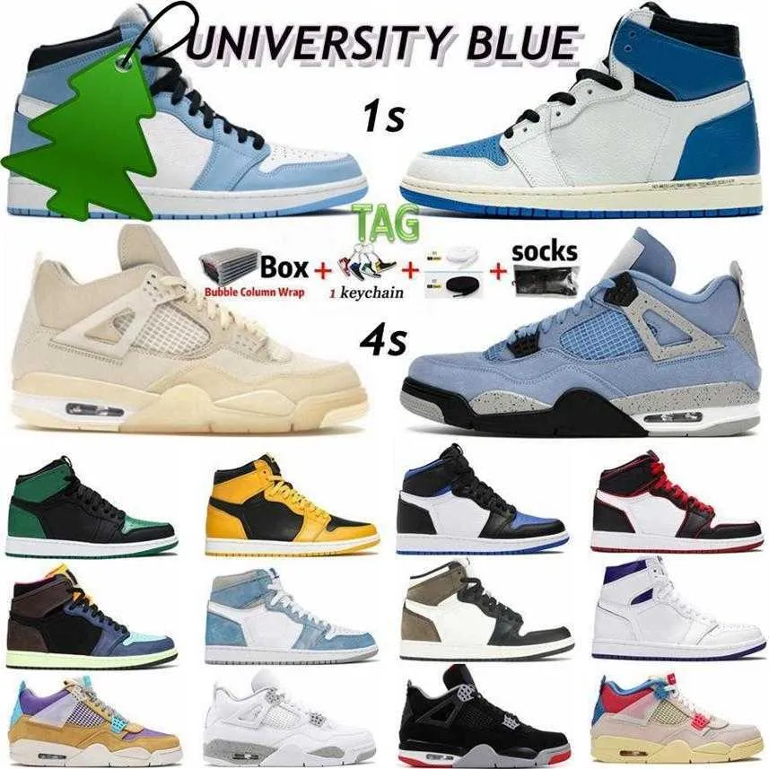2022 Университет голубые мужчины женские баскетбольные обувь Jorden1s Jorden4 Jordens 1 Jumpman 1s Hype Roy