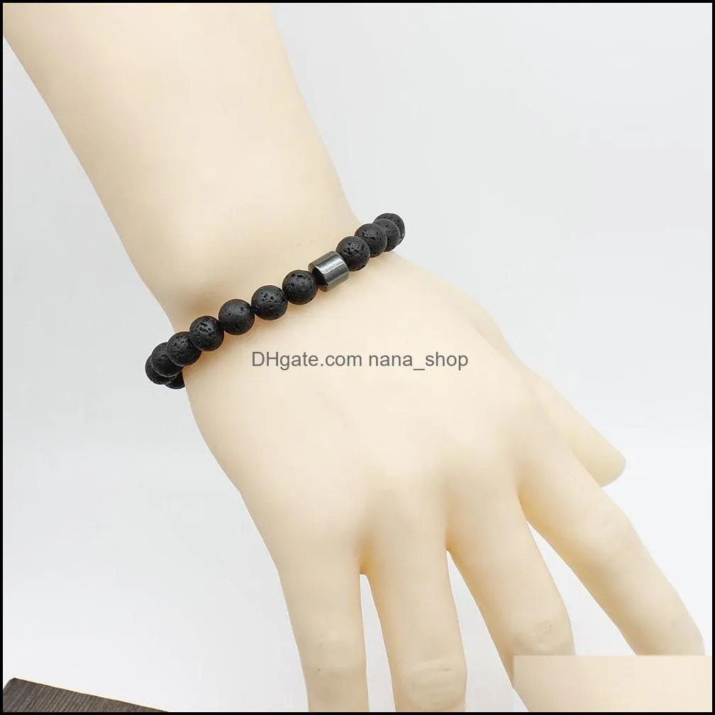 8MM Lava Stone Beads hematite Bracelet Diy Aromatherapy  Oil Diffuser Bracelet For women men jewelry