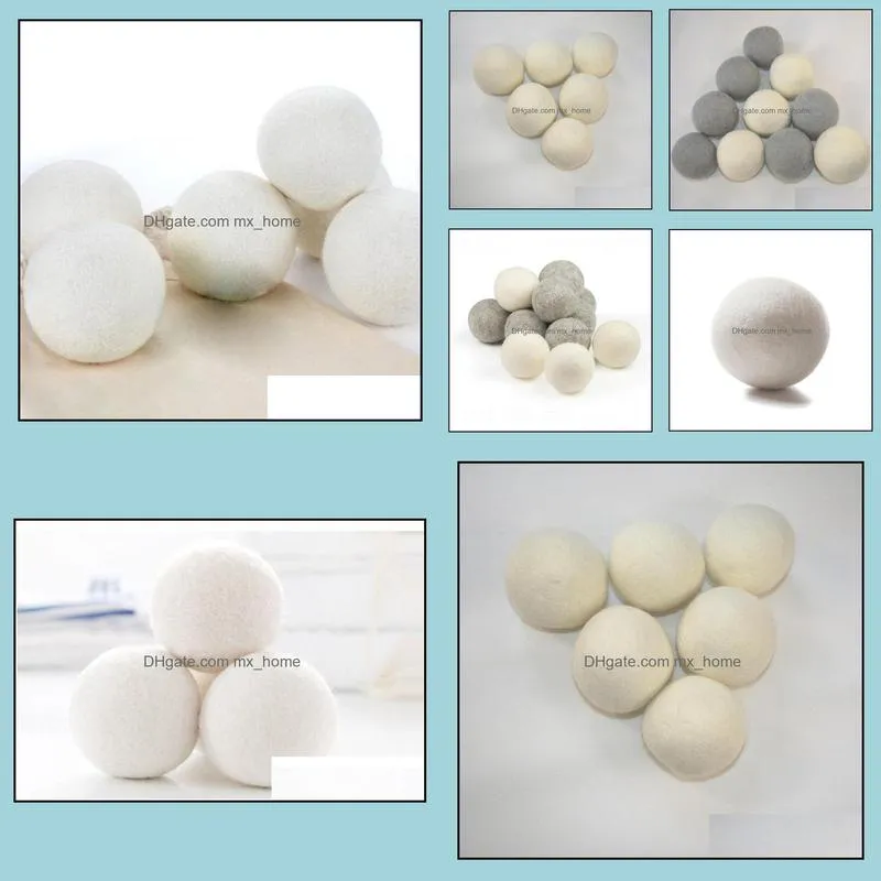 natural wool felt dryer balls 4-7cm laundry balls reusable non-toxic fabric softener reduces drying time white color balls sn924