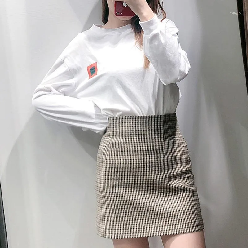 Юбки 2022 женские мини-девочки высокой талии корейская версия клетчатая юбка на молнии лето ретро бутон офисная женская империя