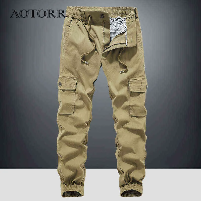 Solid Cargo Pants Men Spring Autumn Military Tactical Male MultiPocket Long Workout Hiking Camping New J220629