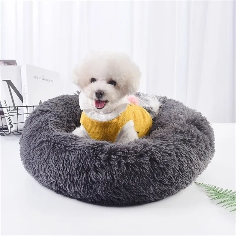 Soft Long Plush Bed For Dog Cat Winter Warm Dog Sofa House Mattress For Small Large Pet Dogs Fluffy Kennel Cushion Accessories 201124