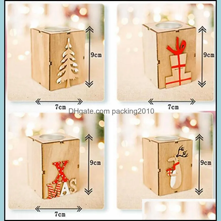 christmas wood candle holders candlestick table lamp reindeer tree for tea light decoration festival home decorative