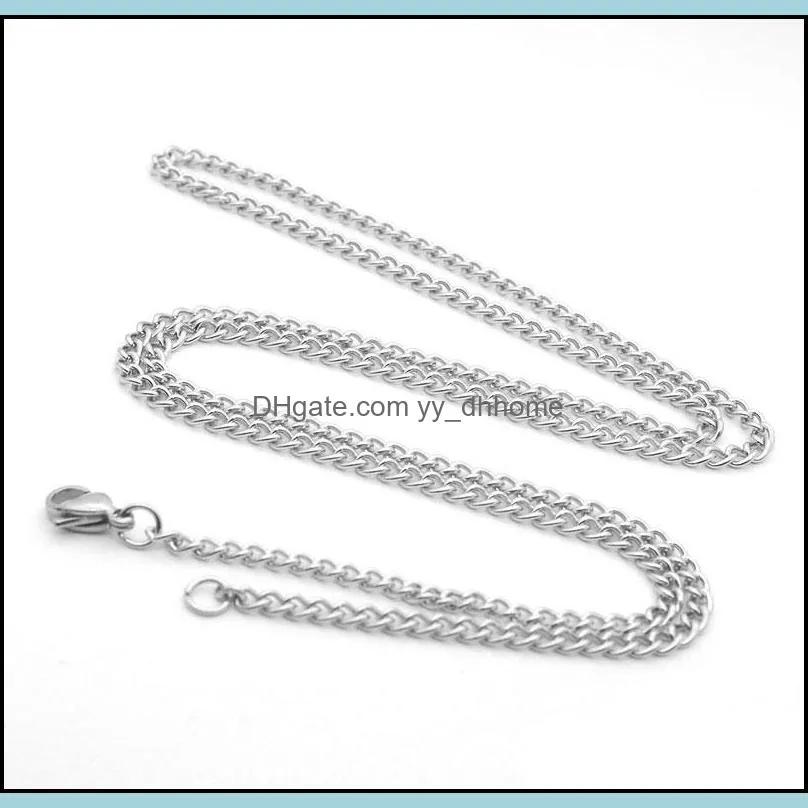 2.2mm 3mm 3.5mm silver plated stainless steel link chains women men chokers for hip hop pendant necklaces jewelry