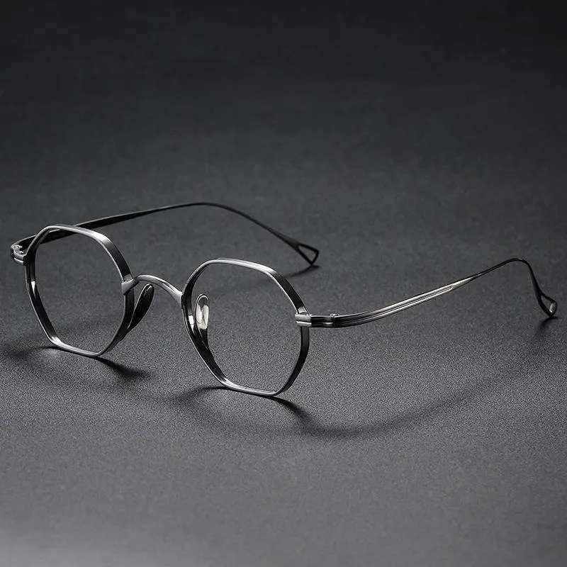 Модные солнцезащитные очки кадры ультра-световые чистые титановые очки миопии рамы ретро-многоугольники миллион лет