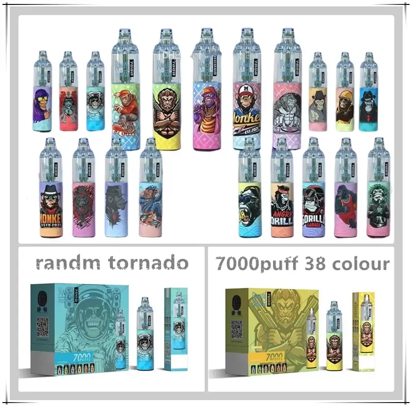 Authentic RandM Tornado 7000 Puffs Disposable E- cigarettes Pod Device Kit 1000mAh Rechargeable Battery 14ml Prefilled Pods Cartridges Vape Stick Pen Kits Genuine