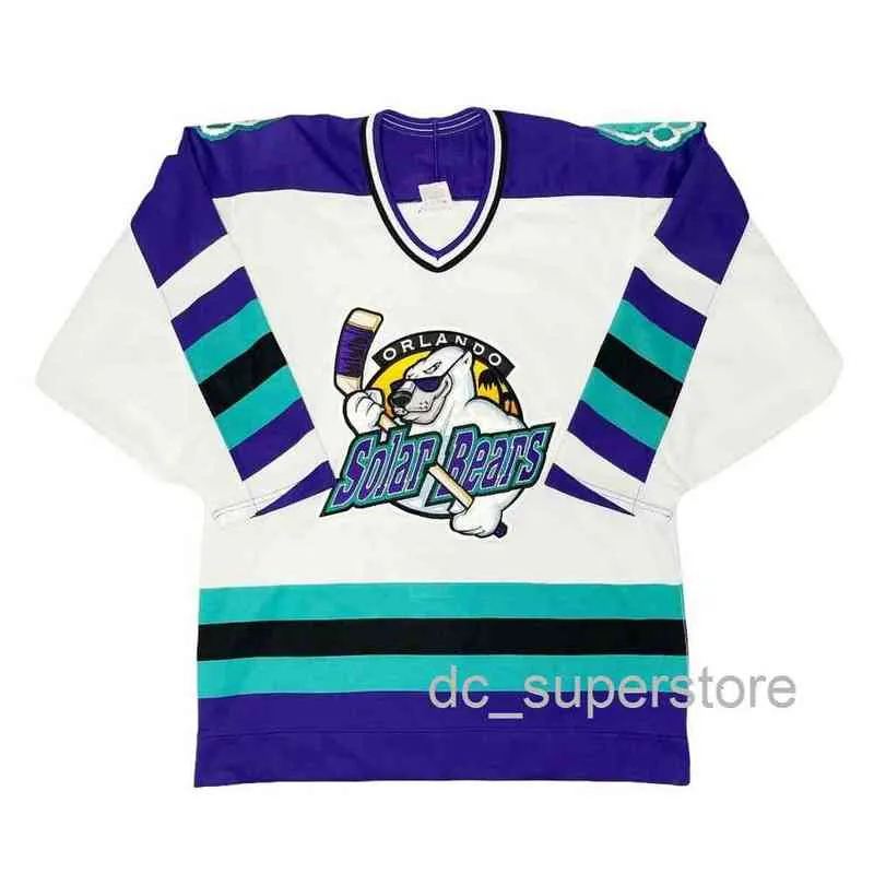 Individuelles Nähen des seltenen Orlando Solar Bears Hockey-Trikots, Herren-Hockey-Trikot XS-6XL