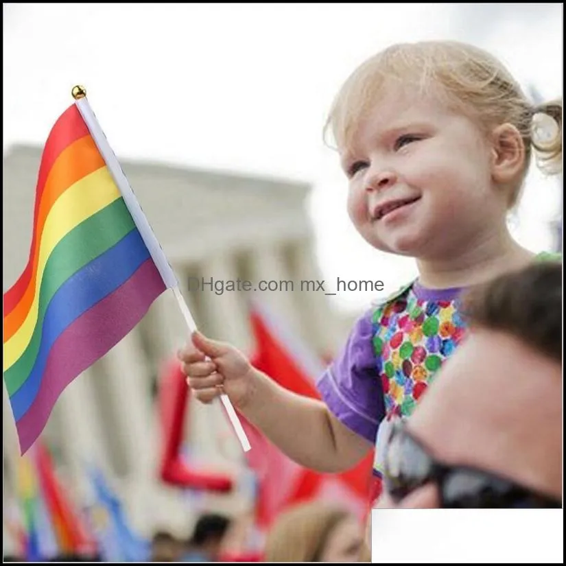 Banner vlaggen feestelijke feestbenodigdheden Home Garden ll Rainbow Flag Homoseksualiteit Kleurstrepen Hand Parade Celebration AR DHFL4