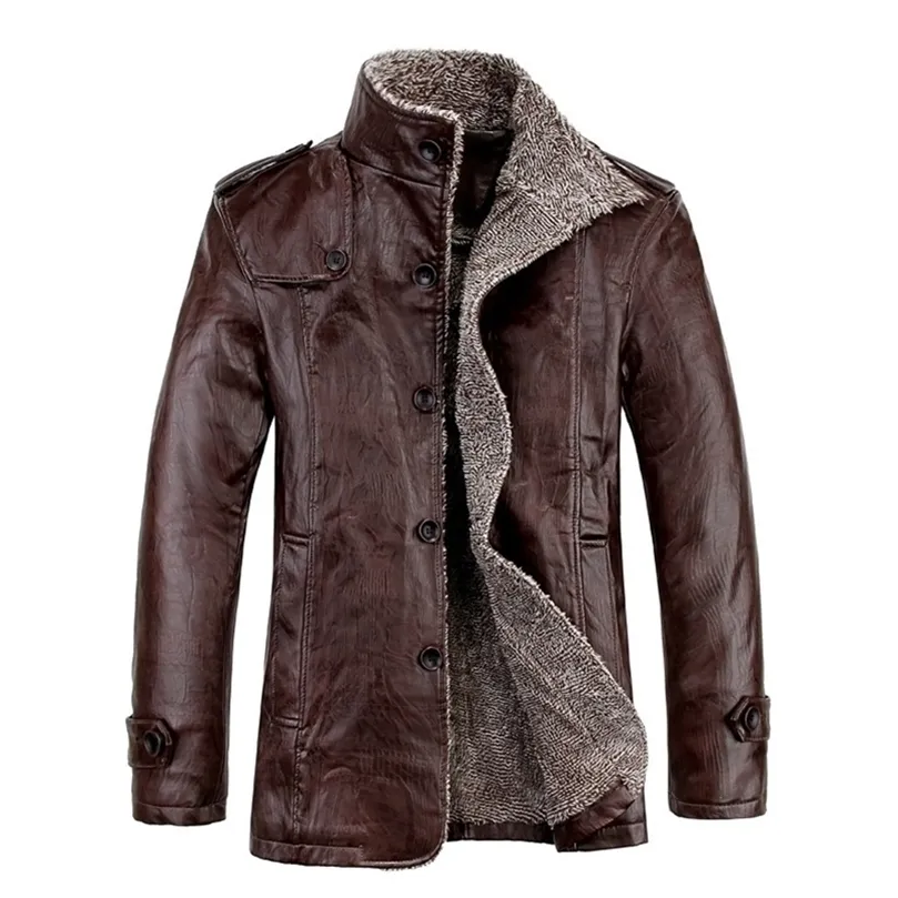 Herren Lederjacken Klassische Motorrad Bike Cowboy PU Jacke Männlich Samt Casual Mantel Warme Markenkleidung Plus Größe 8XL 201127