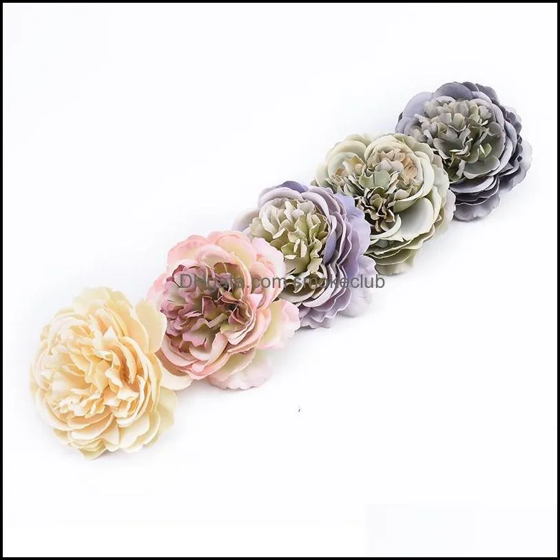 5pcs Retro Peony Head Scrapbooking Wedding Flowers Wall Decorative Flowers Wreaths Party Home Decoration Accessories Fak jllxGG