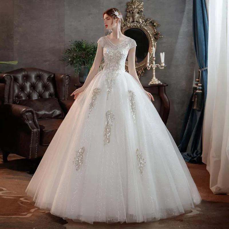 Andere trouwjurken Jurk 2022 BRIDAL V NEK Korte mouw Balljurk Elegante prinses Eenvoudige jurken