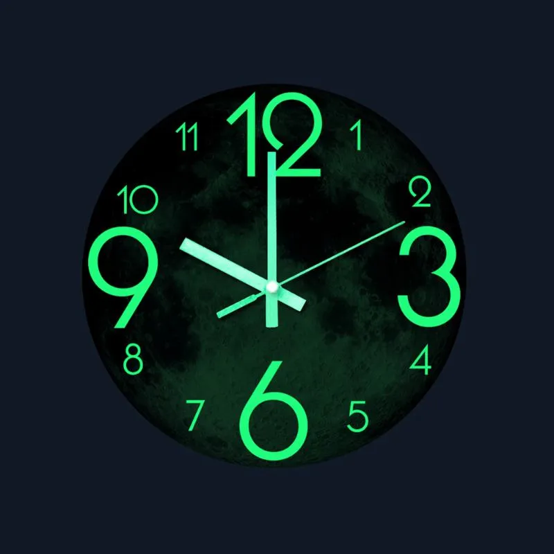 Настенные часы 30 см Акриловые светящиеся часы с ночной легкой водонепроницаемой северной модой безмолв.