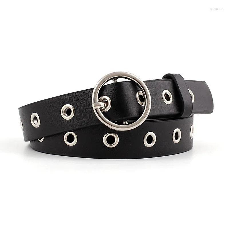 Gürtel Frauen PU Leder Gürtel Runde Metall Pin Schnalle Kreis Marke Mode Punk O Ring Für BeltBelts Smal22