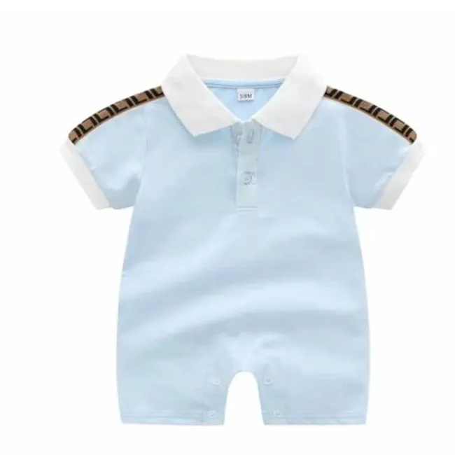 生まれたばかりの赤ちゃんのロンパース男の子の襟のシングルブレストジャンプスーツデザイナー幼児片井1-2幼児子供カジュアルな服