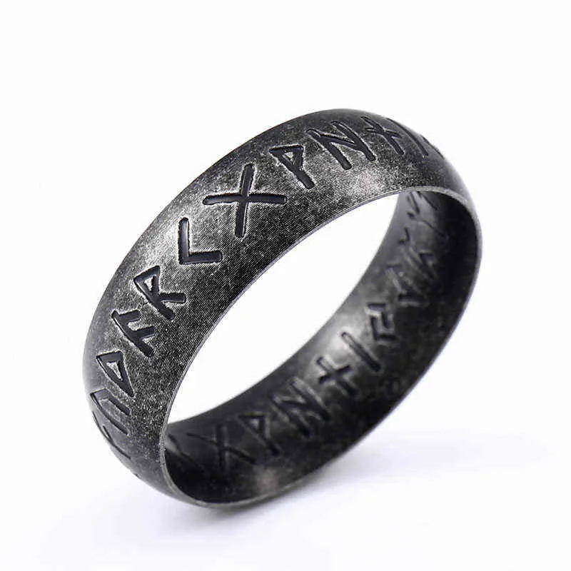 Beier 316L in acciaio inossidabile stile in acciaio uomo doppia lettera rune words odin norse viking amulet retry anelli gioielli LR-R141 Y220519
