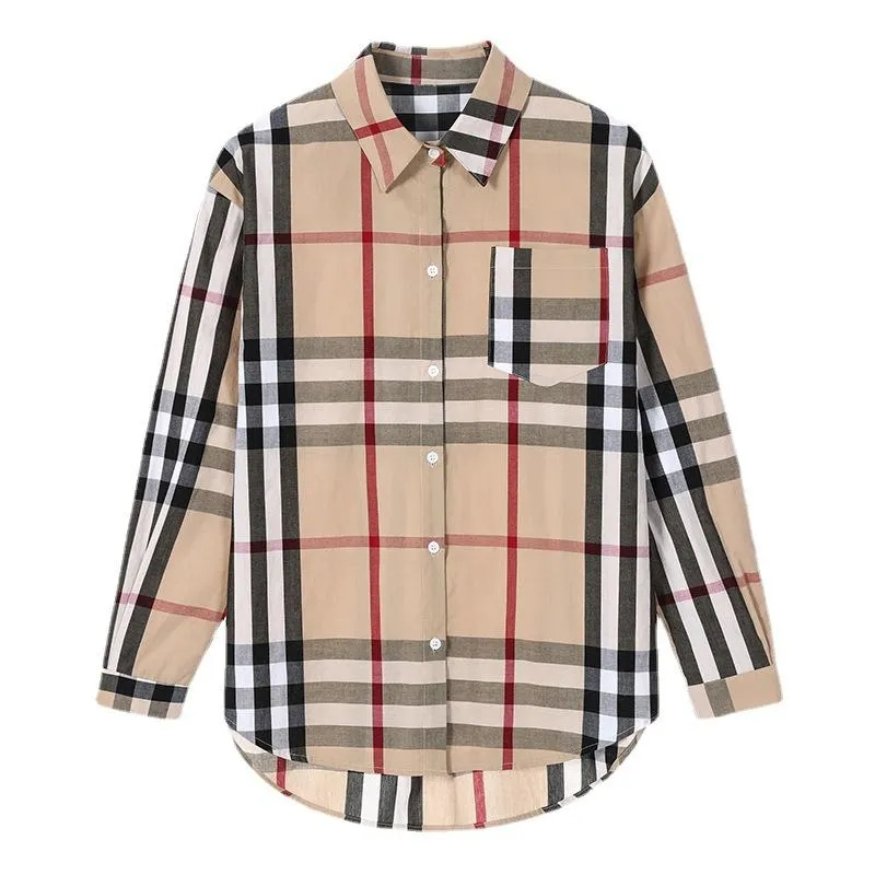 Women Blouses Shirts Designer Women Fashion Classic Summer New Plaid T-Shirt Plus Size Casual Long Sleeve Top size s-3xl