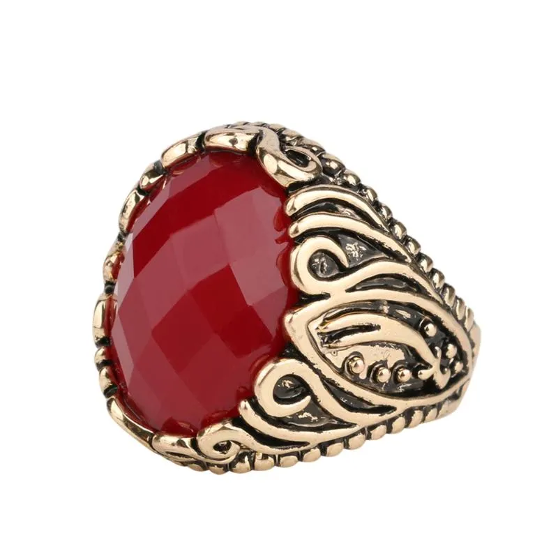 Pierścionki ślubne Turcja Vintage Red Jewelry Fashion Gold For Women Punk Big Oval Anillos Ringweddingwedding