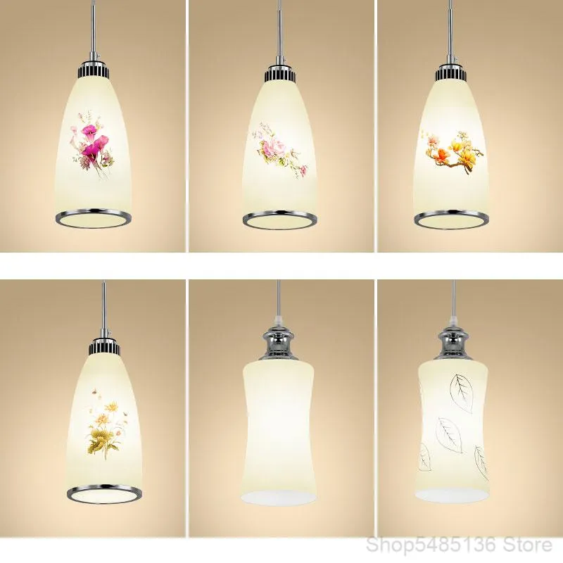 Подвесные лампы в китайском стиле Светодиодные стеклянные светильники ар -деко -деко -лампы бара ресторана кафе