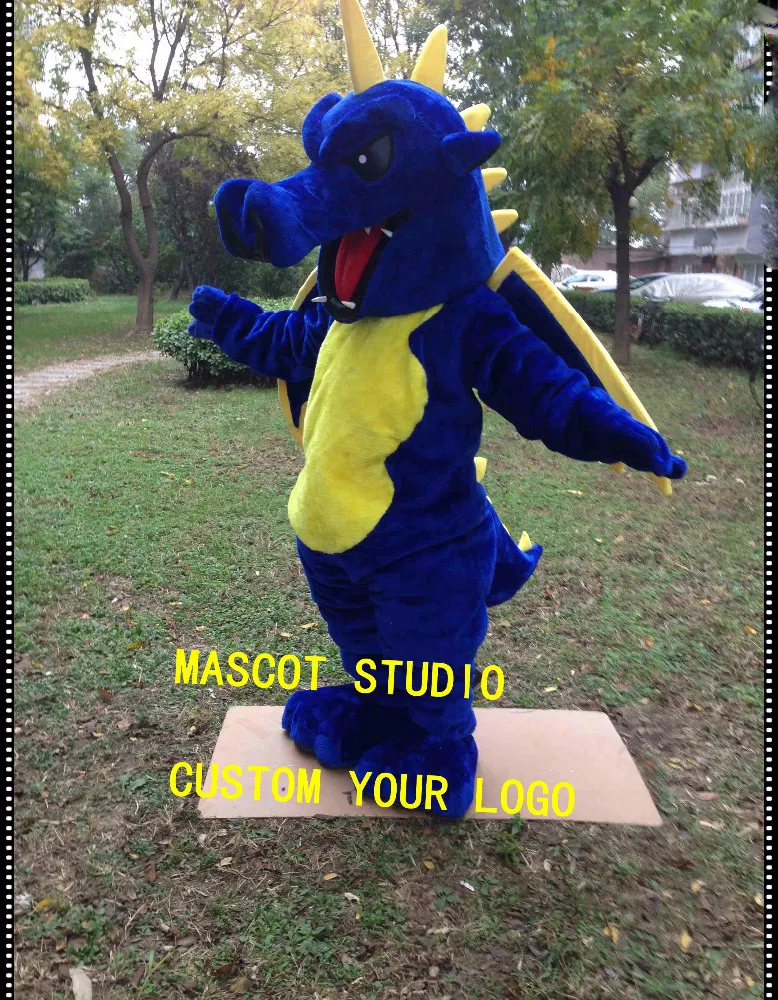 Синий желтый дракон костюм талисмана пользовательских модных костюмов аниме комплекты Mascotte Fancy платье карнавал Costume41901