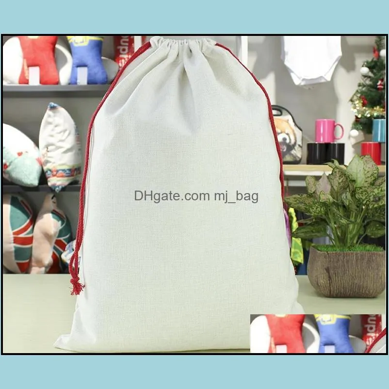 sublimation blank santa sacks diy personalized drawstring bag christmas gift bags pocket heat transfer sn4659