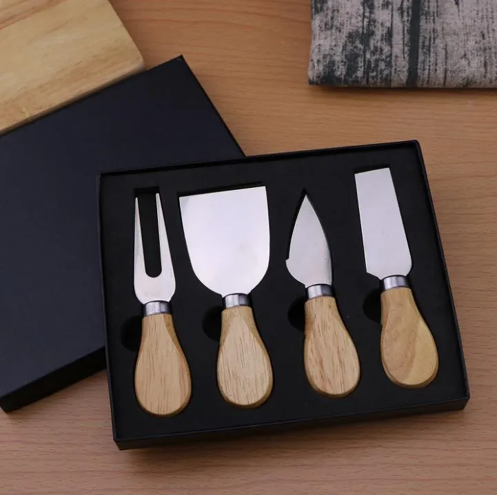  Wooden Handle Cheese Tools Set Cheese-Knife Cutter Cooking Tool In Black Box SN4882