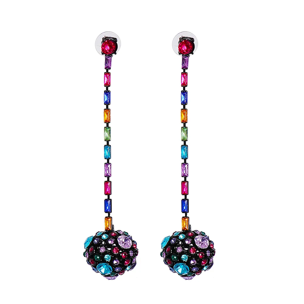 Crystal Earring Colorful Rhinestone Drape Sweet Jewelry Accessories Geometry Dangle Earrings For Women