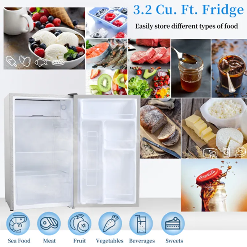 Mini refrigerador con congelador, mini refrigerador de 3.2 pies cúbicos con  2 puertas, refrigerador pequeño compacto para dormitorio, oficina, ahorro