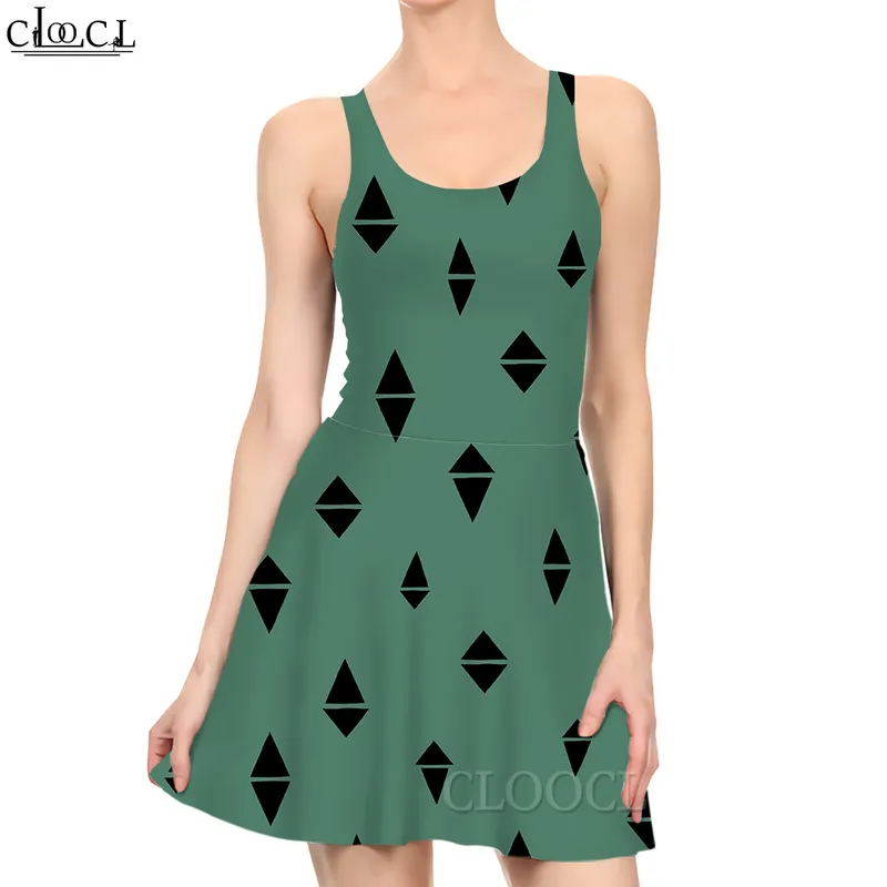 Women Dress Diamond Mönster 3D Tryckt miniklänning för mode kvinnliga casual ärmlösa klänningar Green Beach Dress 220616