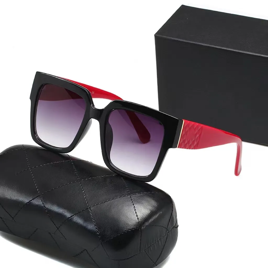 Damen-Sonnenbrille Designer-Luxus-Designer-Sonnenbrille schwarze Sonnenbrille Quadratische Modebrille Outdoor-Strand-Damen-Fahrradbrille mit Etui-Sonnenbrille