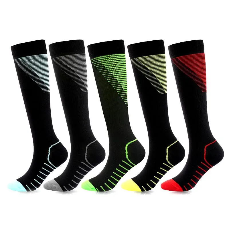 Sports Socks Color Pattern V-Shaped Compression Stockings Stretch Motion Leggings Outdoor SportsSports