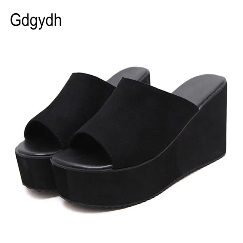 Gdgydh été sans lacet femmes compensées sandales plate-forme talons hauts mode bout ouvert dames chaussures décontractées confortable Promotion vente 220412