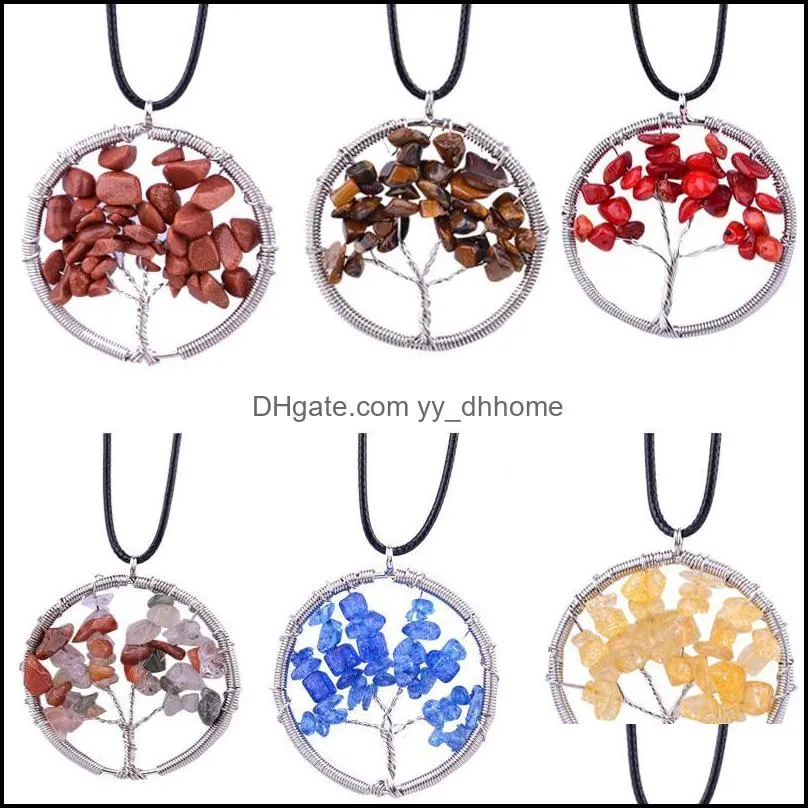 Natural Crystal Stone Pendant Tree Life Pure Manual Winding Round Lucky And Diy Accessories Wholesale Chokers
