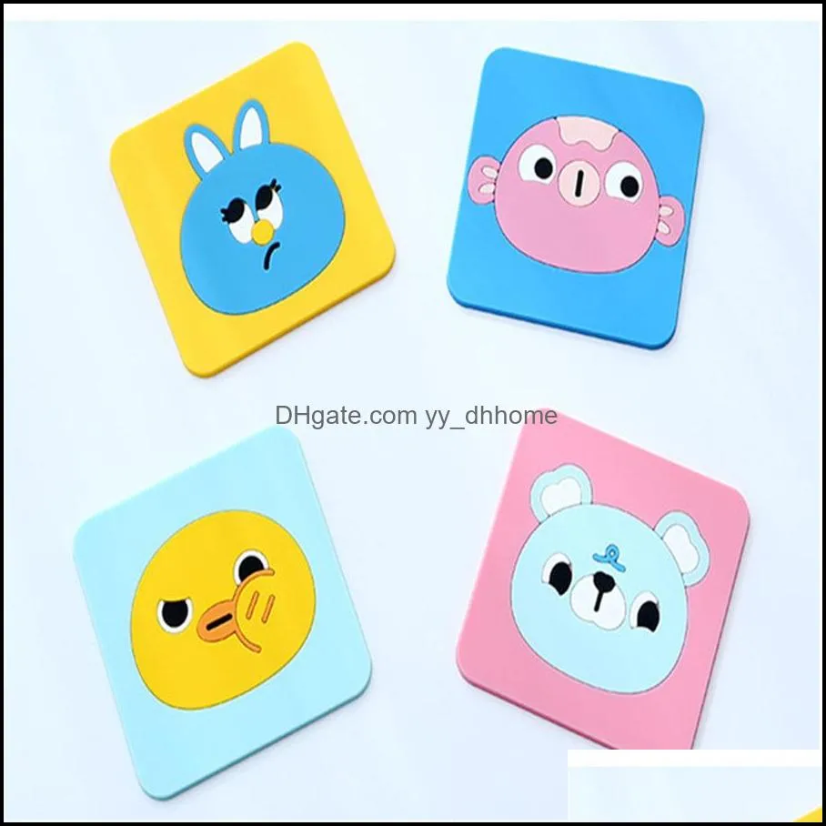 Mats & Pads Manufacturer wholesale PVC soft rubber coaster cartoon anti scalding and slip dining table tea cup pad creative thermal insulation fixed logo