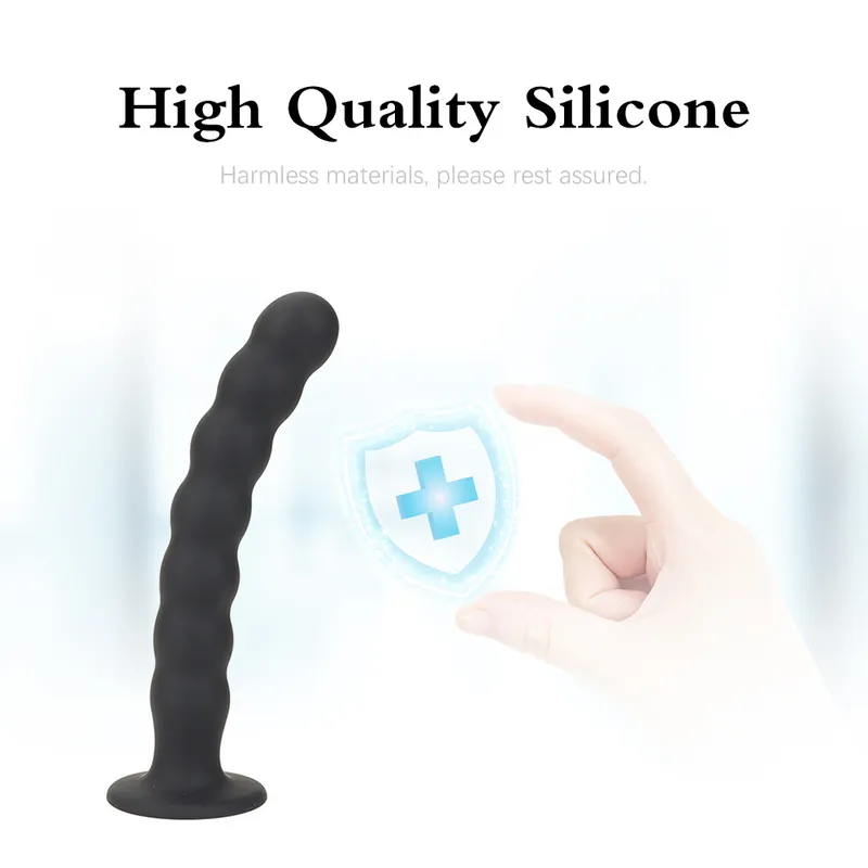 Dildo a sfere in silicone stimolatore prostatico con ventosa_voghion.com