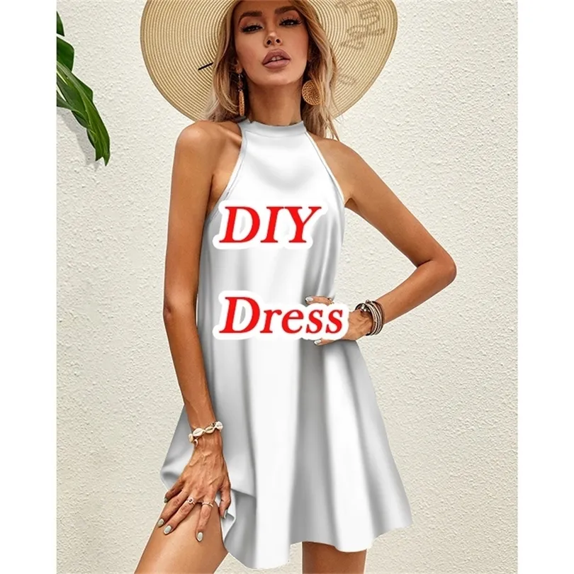 DIY A Custom Skirt Sexy Sleeveless Mini Dress Women Summer Fashion 3D Print Club Outfits Party Dresses Casual Robe Femme 220708