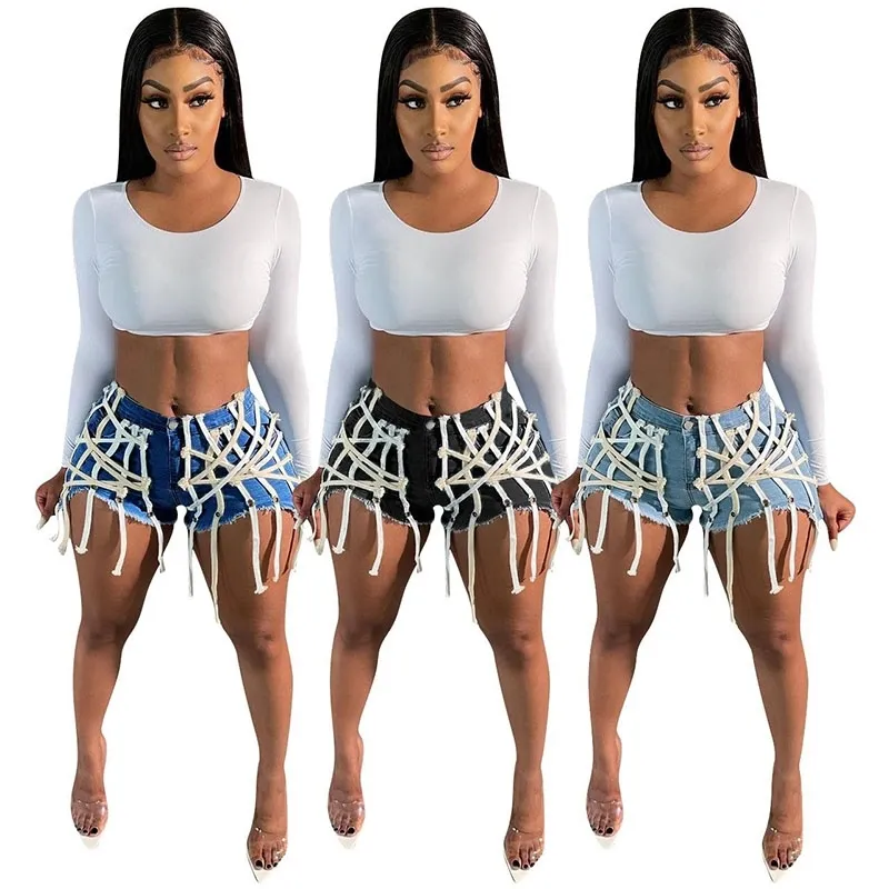 Jean shorts with strings online