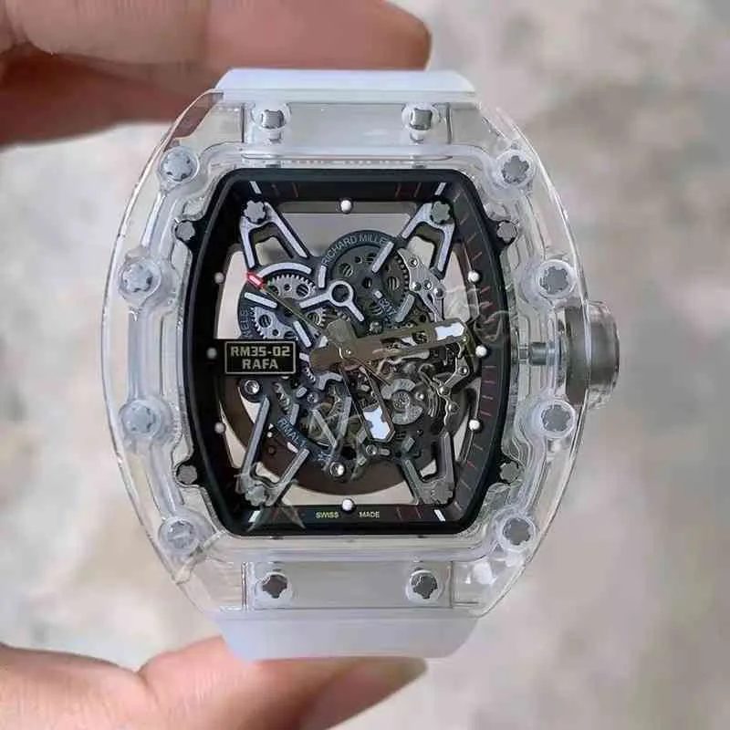 Milles Watch RicharMilles Watches Luxury Mechanical Mechanical Movement Ceramic Dial Rubber strap Richa Wristwatch Business Rm3502 Fully Mill Crystal Case Ta