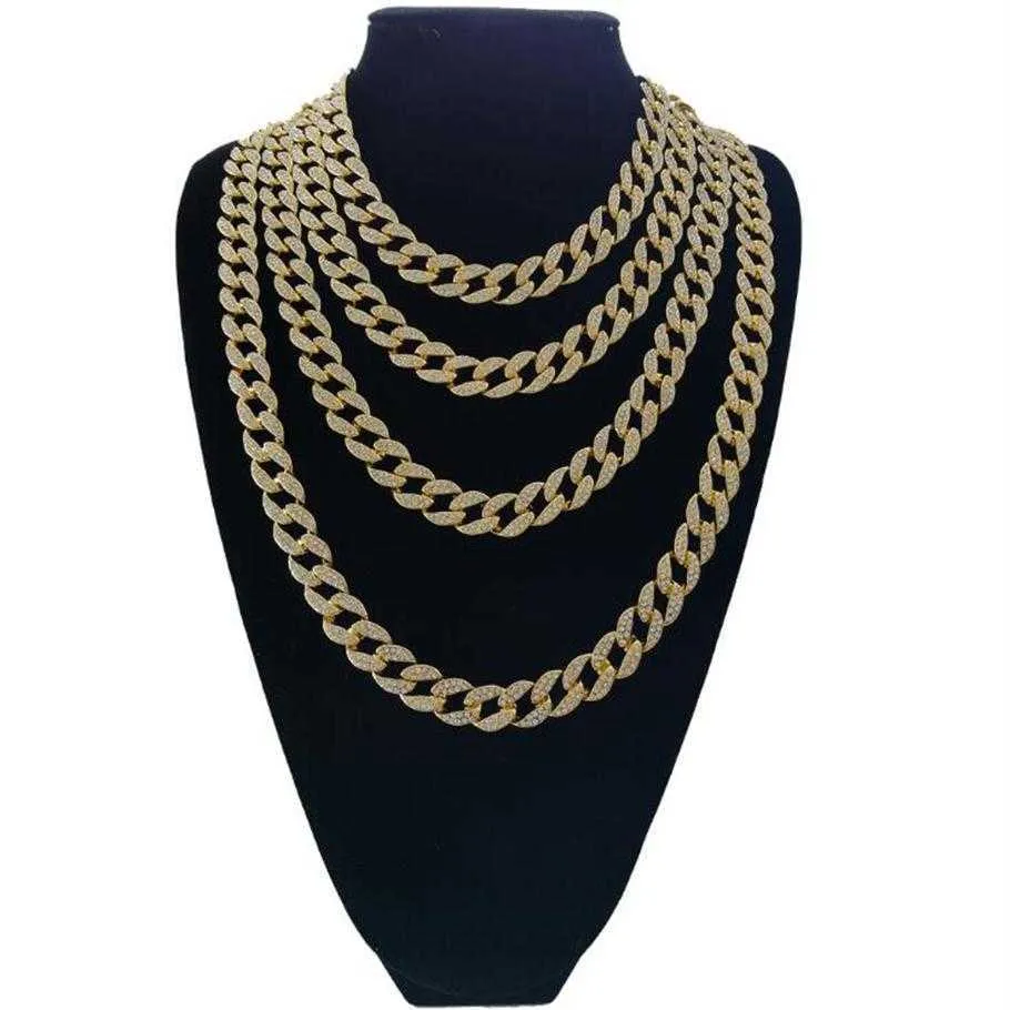 Diamant Full Cuban Necklace 18inch 20inch 24 tum 30 tum bling smycken halsband för män is av Miami Curb Cuban Link Chain215g