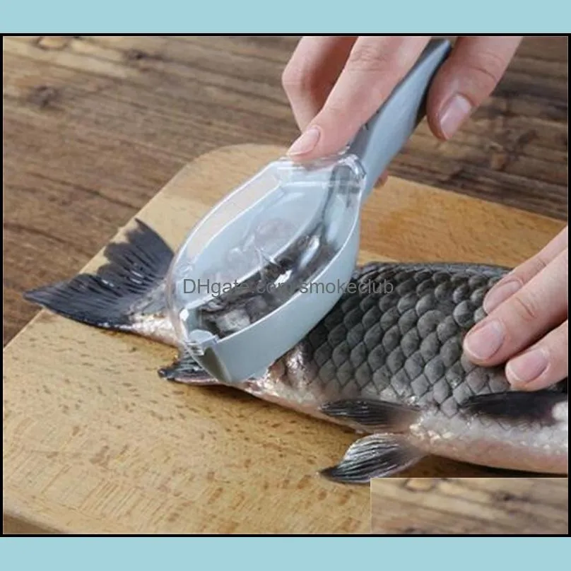Fish Skin Brush Scraping Fishing Scale Brush Graters Fast Remove Fish knife Cleaning Peeler Scaler Scraper (Green) 189 V2
