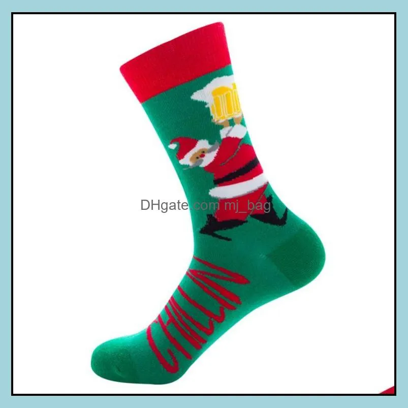 christmas socks cotton funny men graphic socks-santa claus elk snowman cartoon printing christmas-gift sn4711