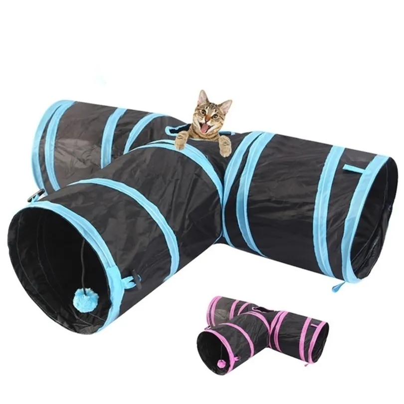 Pet Kedi Tüneli 3 Yolu Şekli Katlanabilir Pet Pet Yavru Köpek Kedi Kitten Oyun Ses Oyuncak Egzersiz Tüneli Mağara Kedi Oyuncakları Etkileşimli T200229