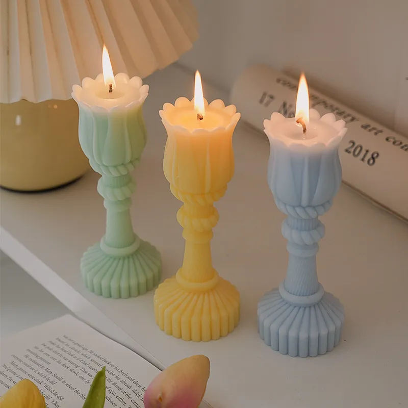 INS estilo tulipa Candlestick Candle Creative Birthday Birthday Wedding Romantic Aromaterapy Candles Decoration